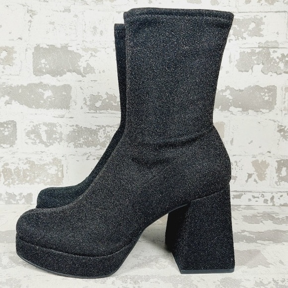 Abound Shoes - New Abound Steffie Glittery Black Heeled Boots Booties Women’s Size 8 Y2K style